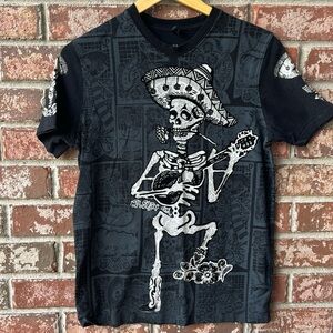 Ay Guey! Skeleton /Felt Overlay TShirt  Medium